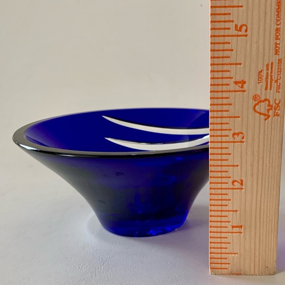 Vintage Schonborner Bleikrestall Cobalt Blue Cut Crystal Glass Bowl - Picture 4 of 14